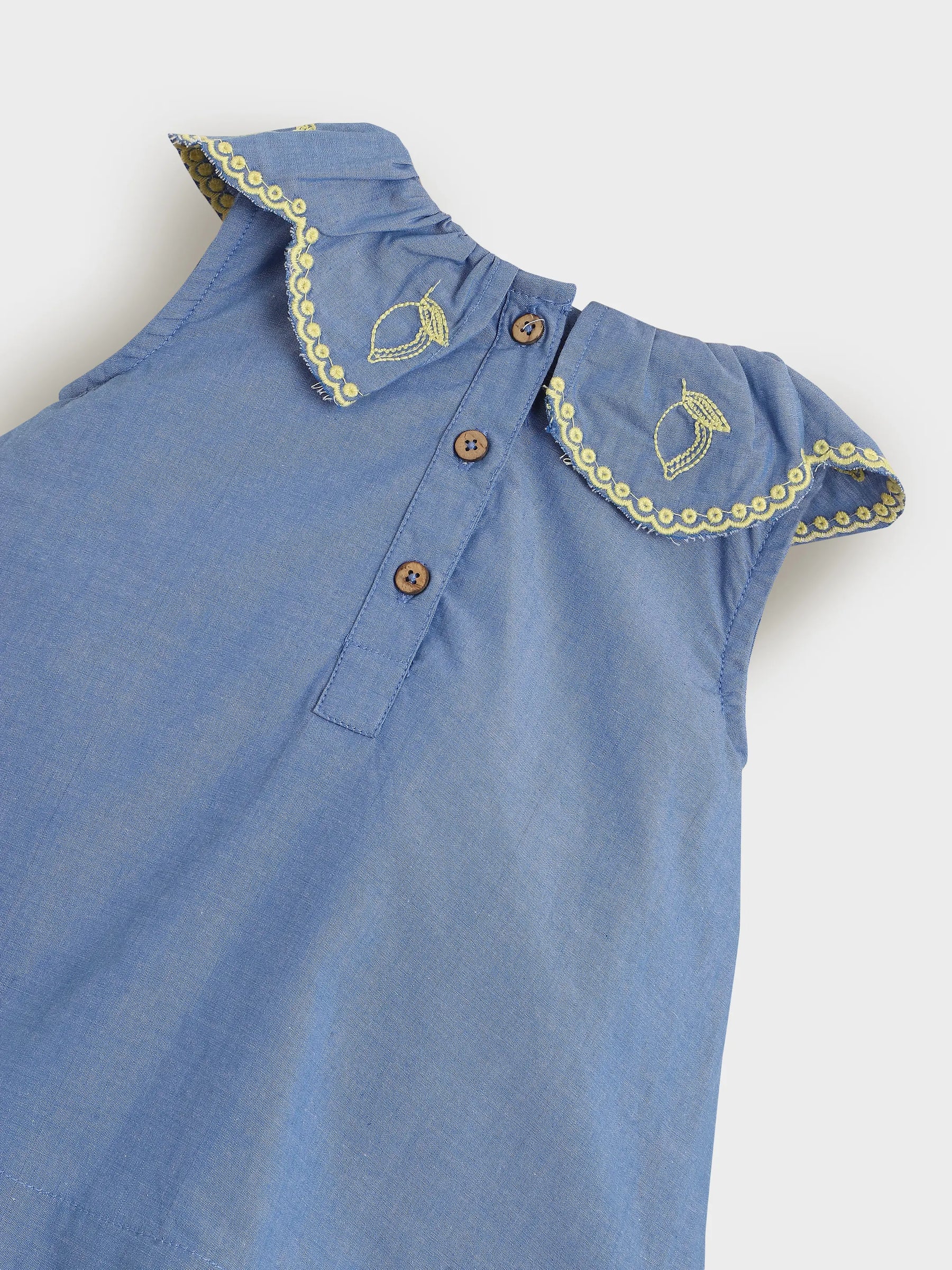 Blue Scallop Collar Baby Top & Bloomers Set