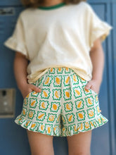 Green Floral Ruffle Hem Shorts for Girls