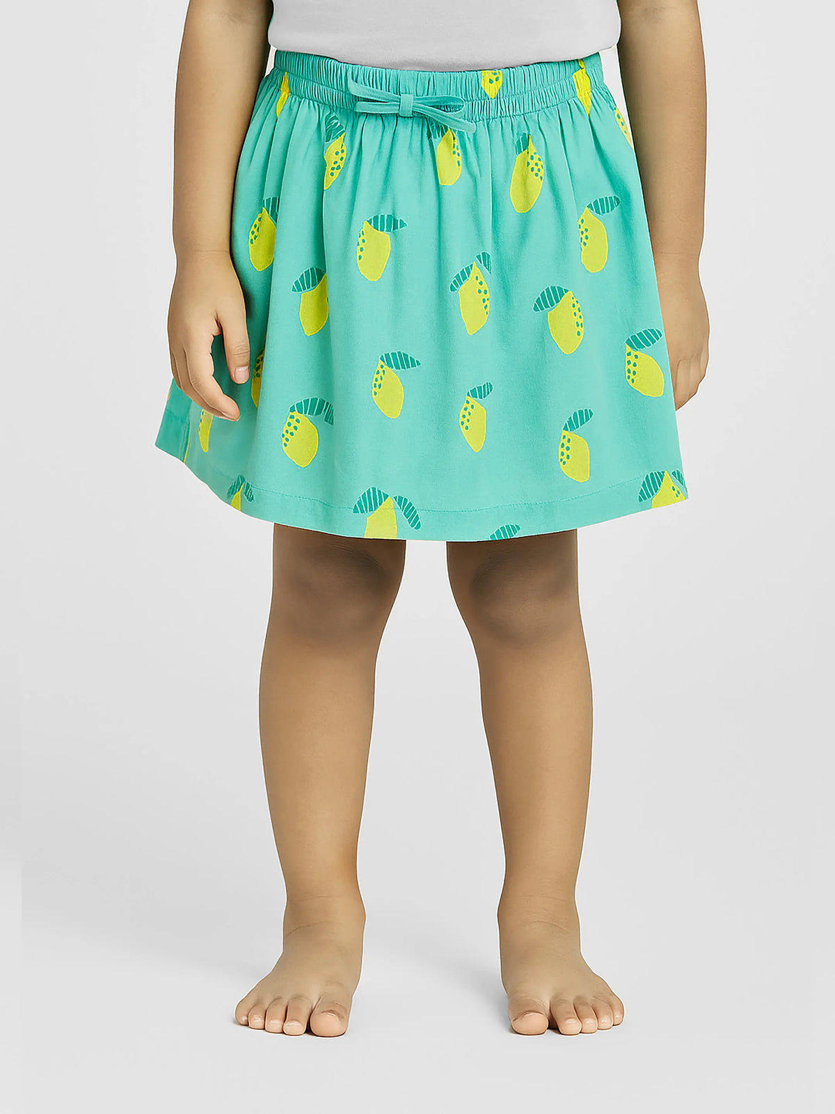 Aqua Pineapple Print Gathered Skirt for Girls