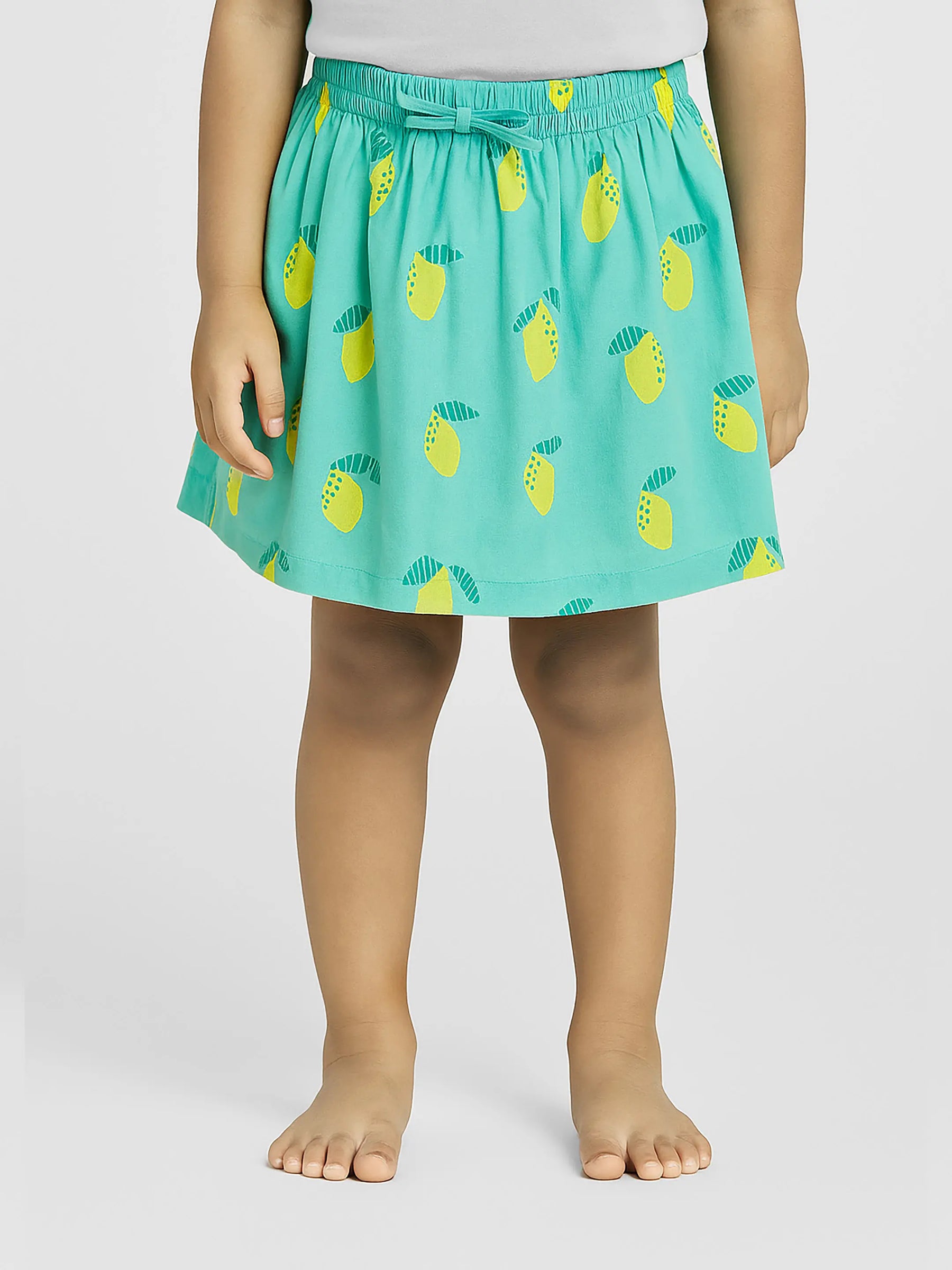 Aqua Pineapple Print Gathered Skirt for Girls