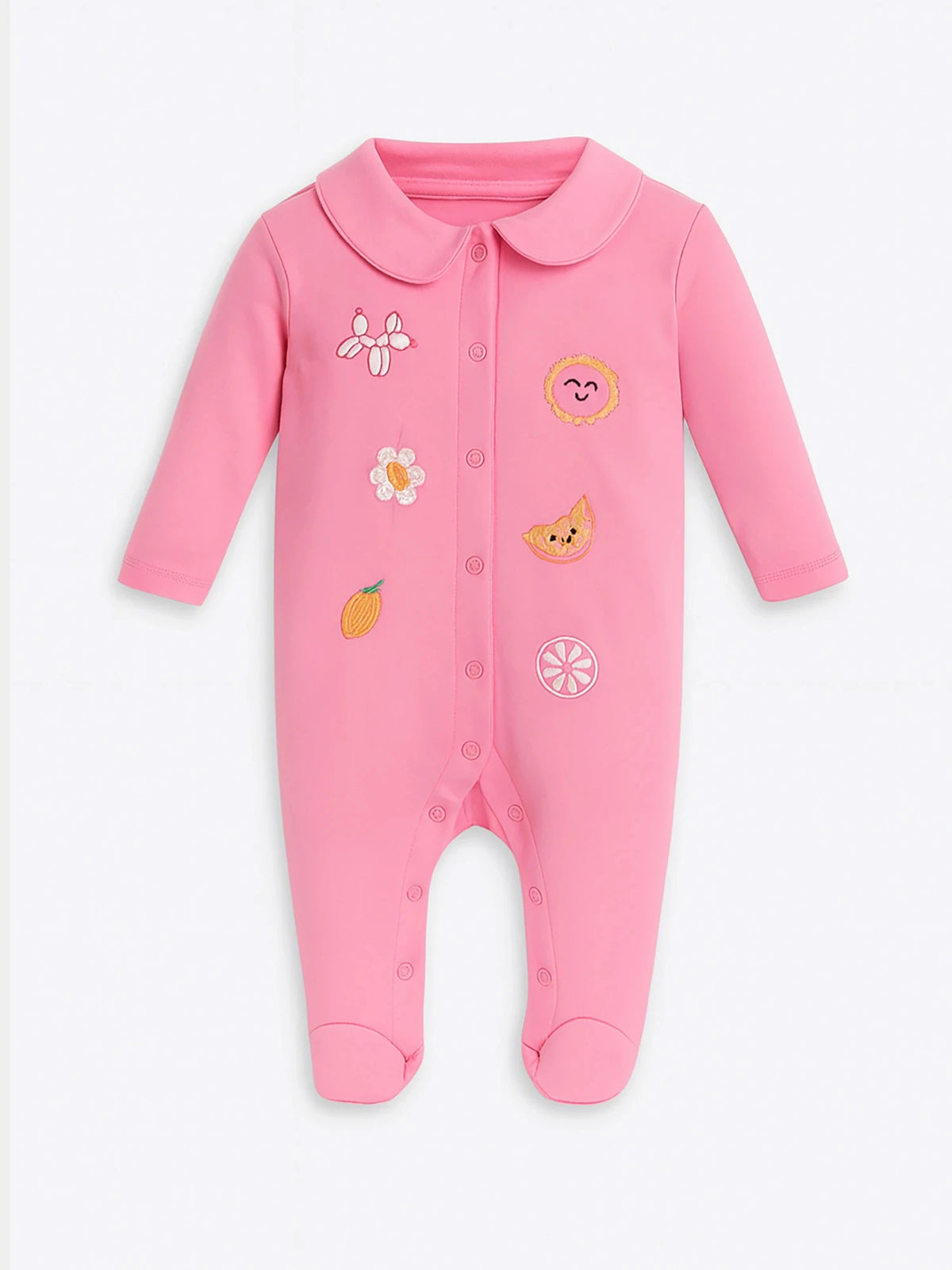 Pink Embroidered Sleepsuit