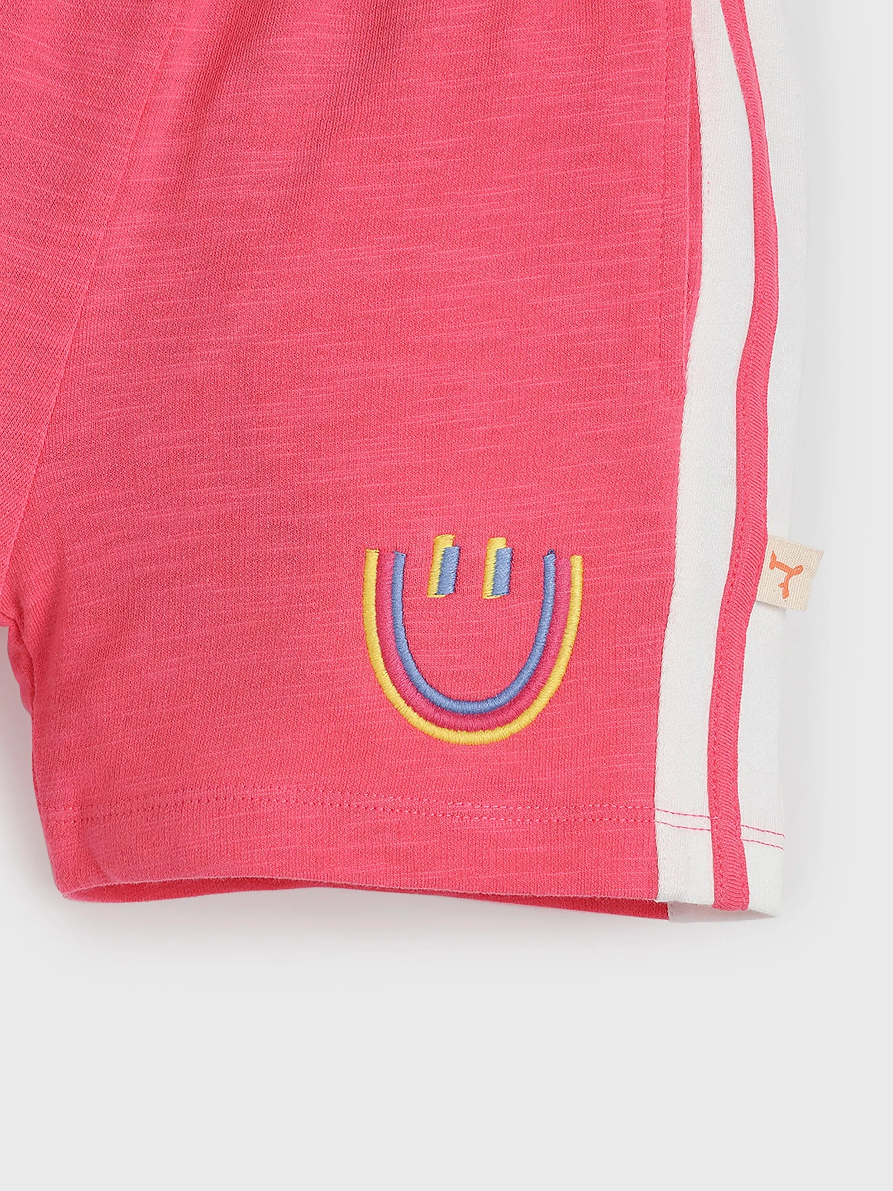Rose Pink Side-Stripe Shorts for Girls