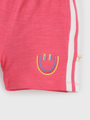 Rose Pink Side-Stripe Shorts for Girls