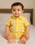 Yellow Gingham Shirt-Style Baby Romper