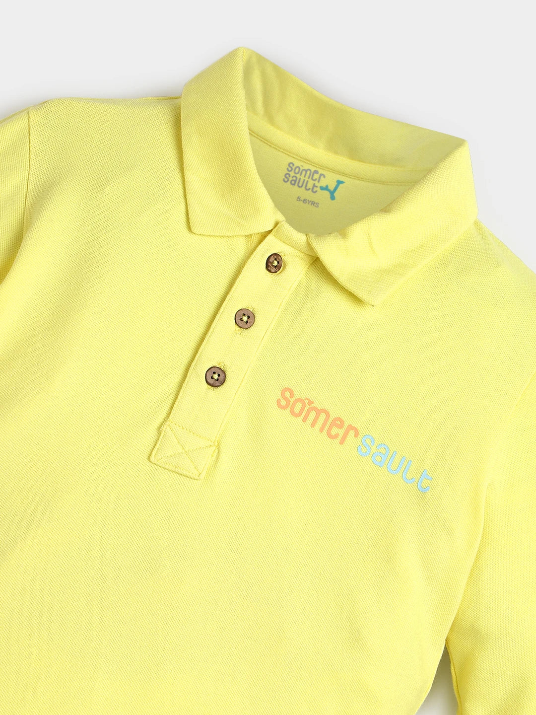 Solid Yellow Full Sleeves Polo T-shirt