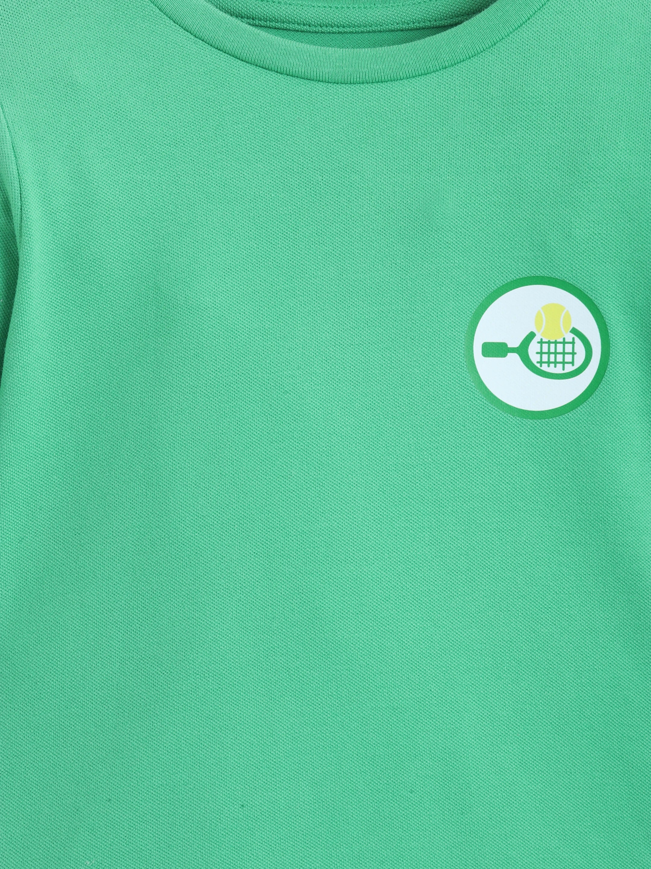 Green Long Sleeve T-Shirt with Chest Badge