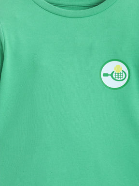 Green Long Sleeve T-Shirt with Chest Badge