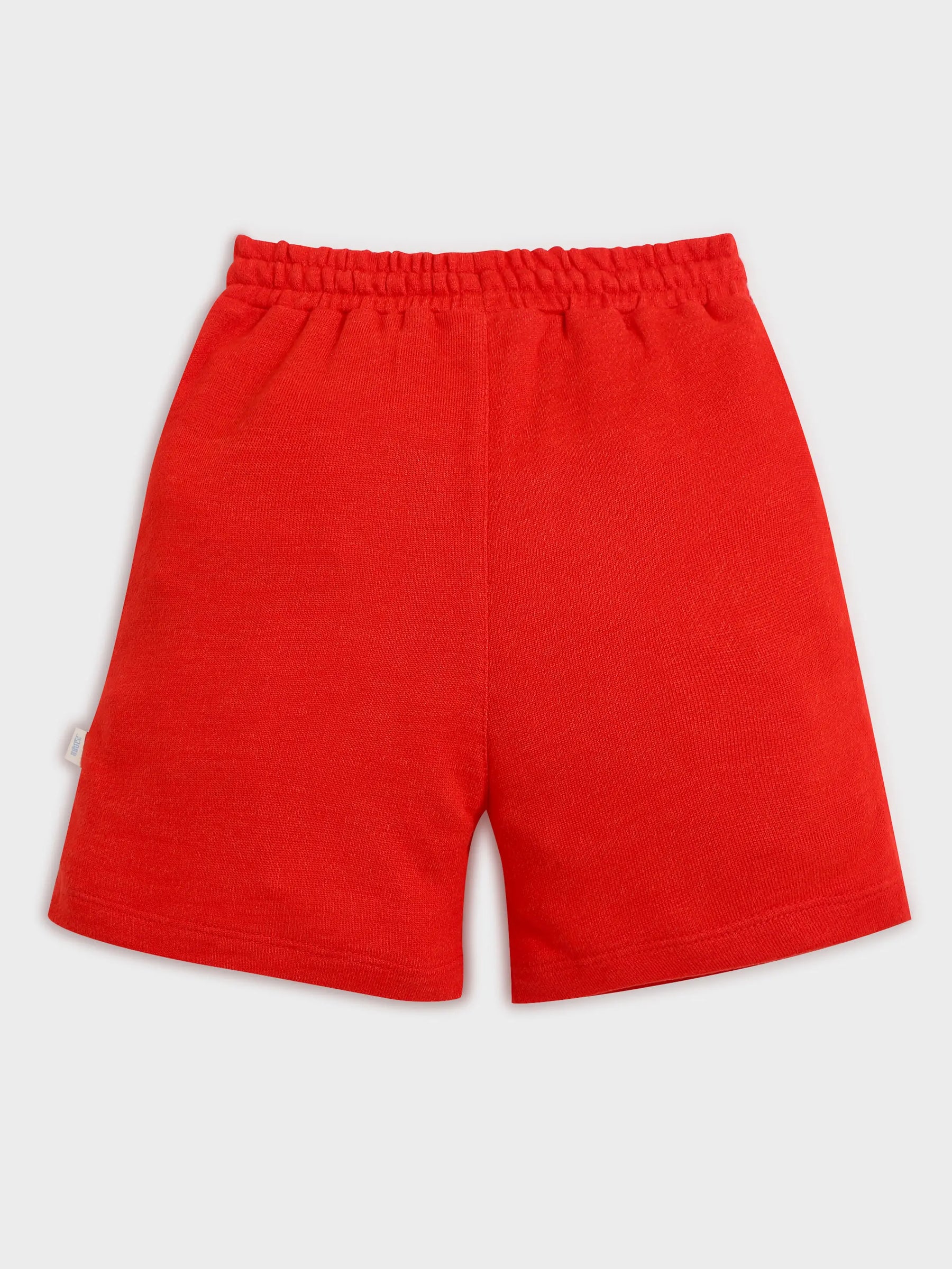 Boys Red Smile Embroidered Knit Shorts