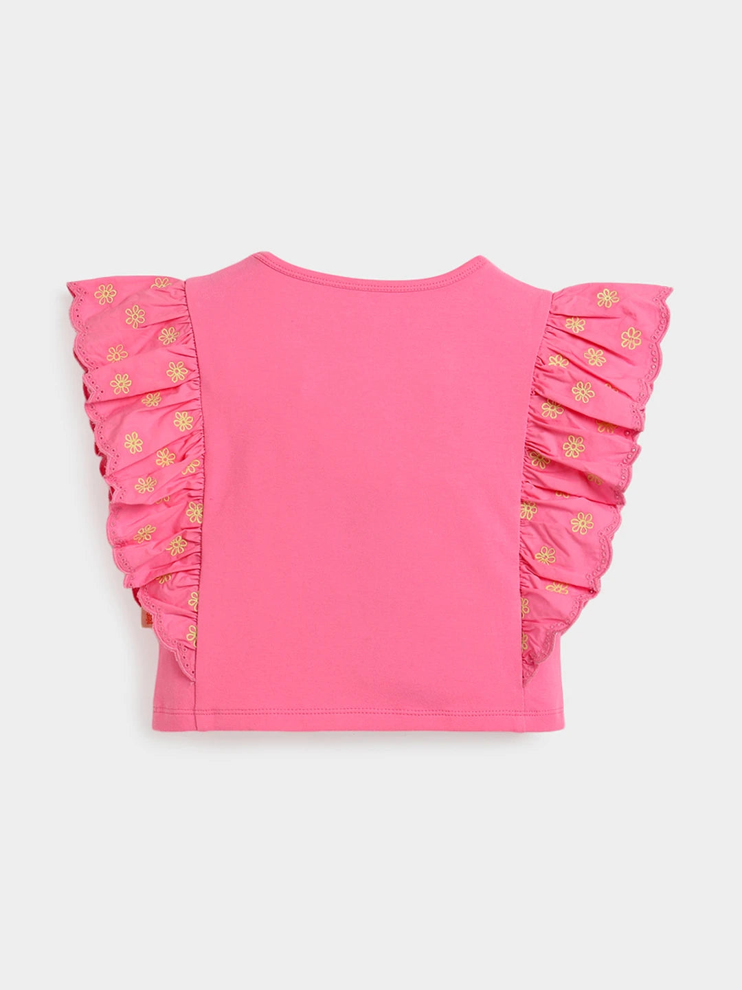 Rose Pink Ruffle Sleeve Top for Girls