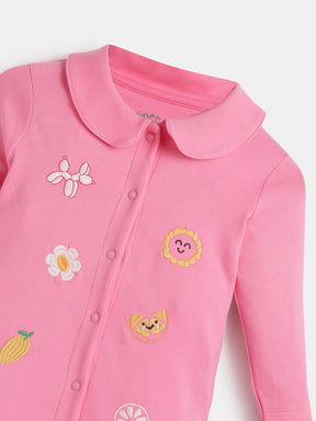 Blush Sniggle Embroidered Sleepsuit