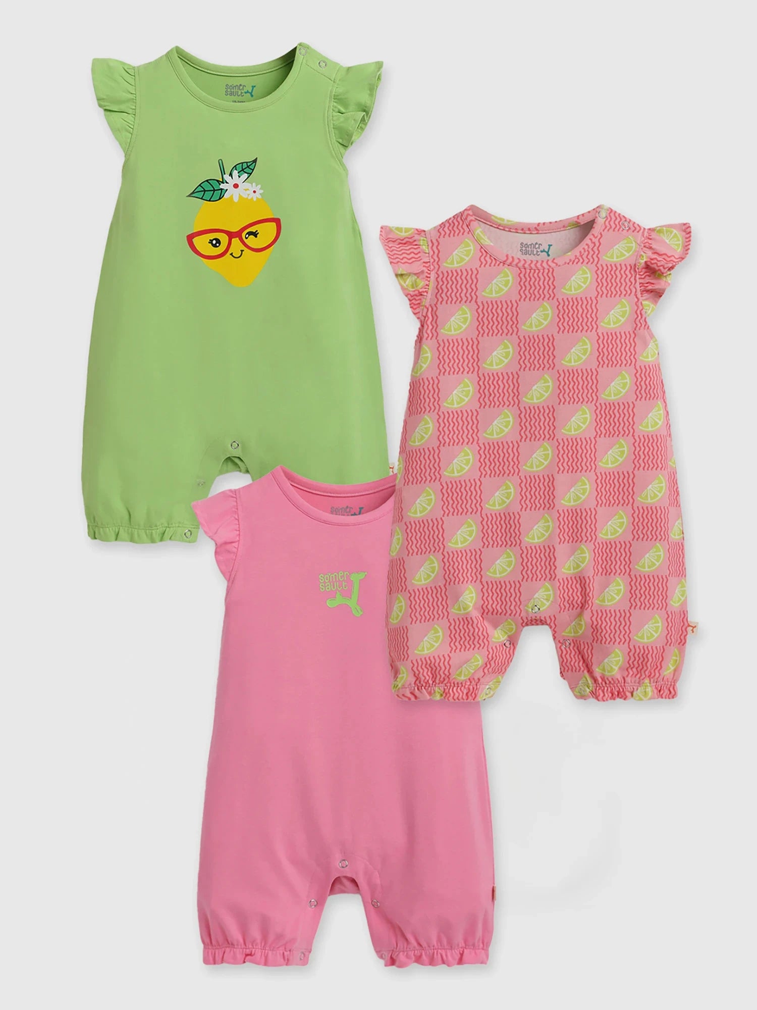 Pack of 3 Printed Cotton Romper