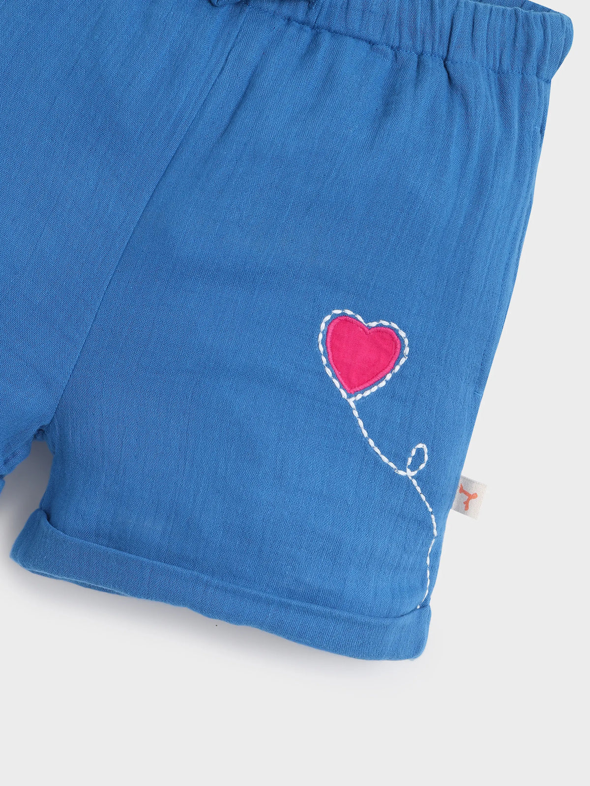 Blue Heart Patch Shirt & Shorts Co-Ord Set