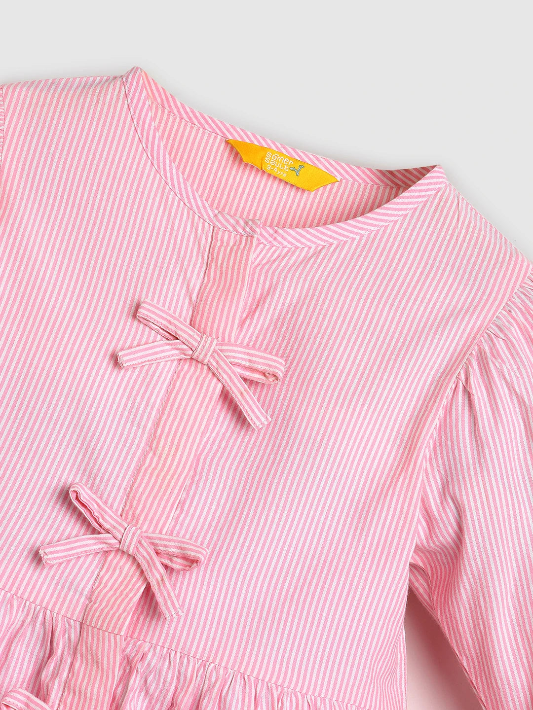 Blush Pink Bow-Detail Peplum Top