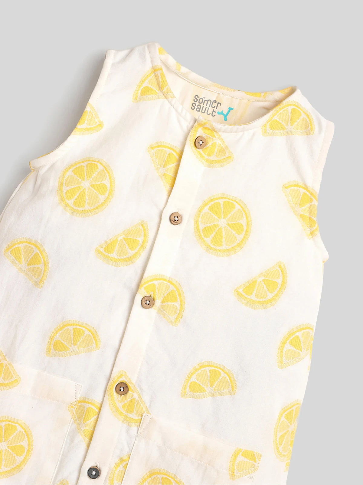Lemon Print Sleeveless Baby Romper