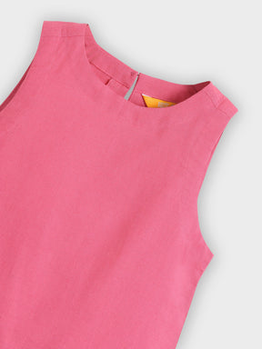 Pink Citrus Scallop Hem Sleeveless Top