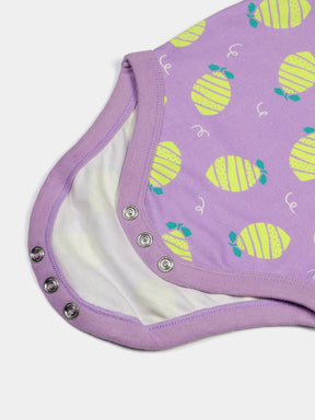 Lavender Lemon Print Flutter Sleeve Bodysuit