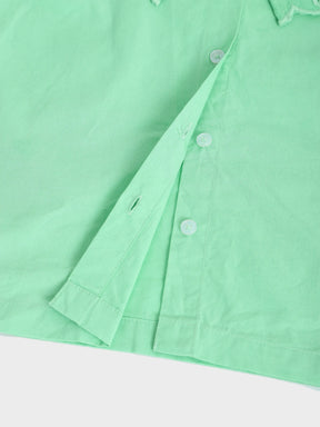 Mint Frill Collar Top & Printed Flared Shorts Co-ord Set