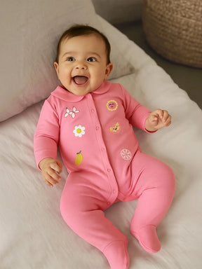 Blush Sniggle Embroidered Sleepsuit
