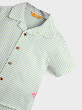 Mint Striped Shirt & Shorts Co-Ord Set