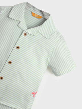 Mint Striped Shirt & Shorts Co-Ord Set