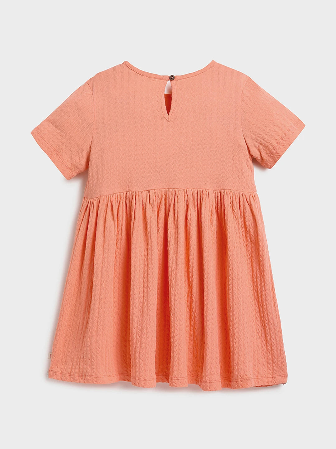 Peach Textured Short Sleeve Dress