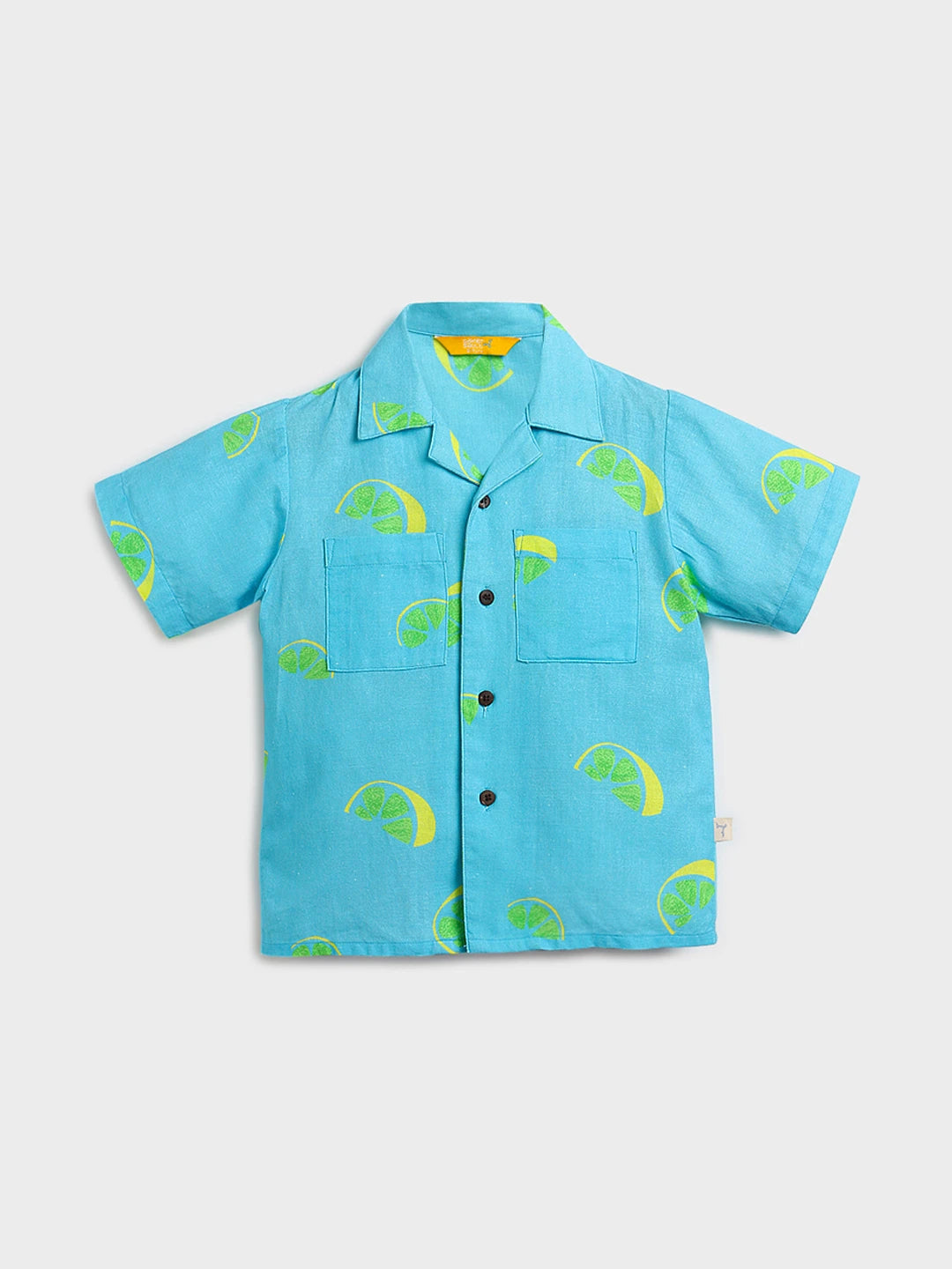 Blue Lemon Print Short Sleeve Shirt