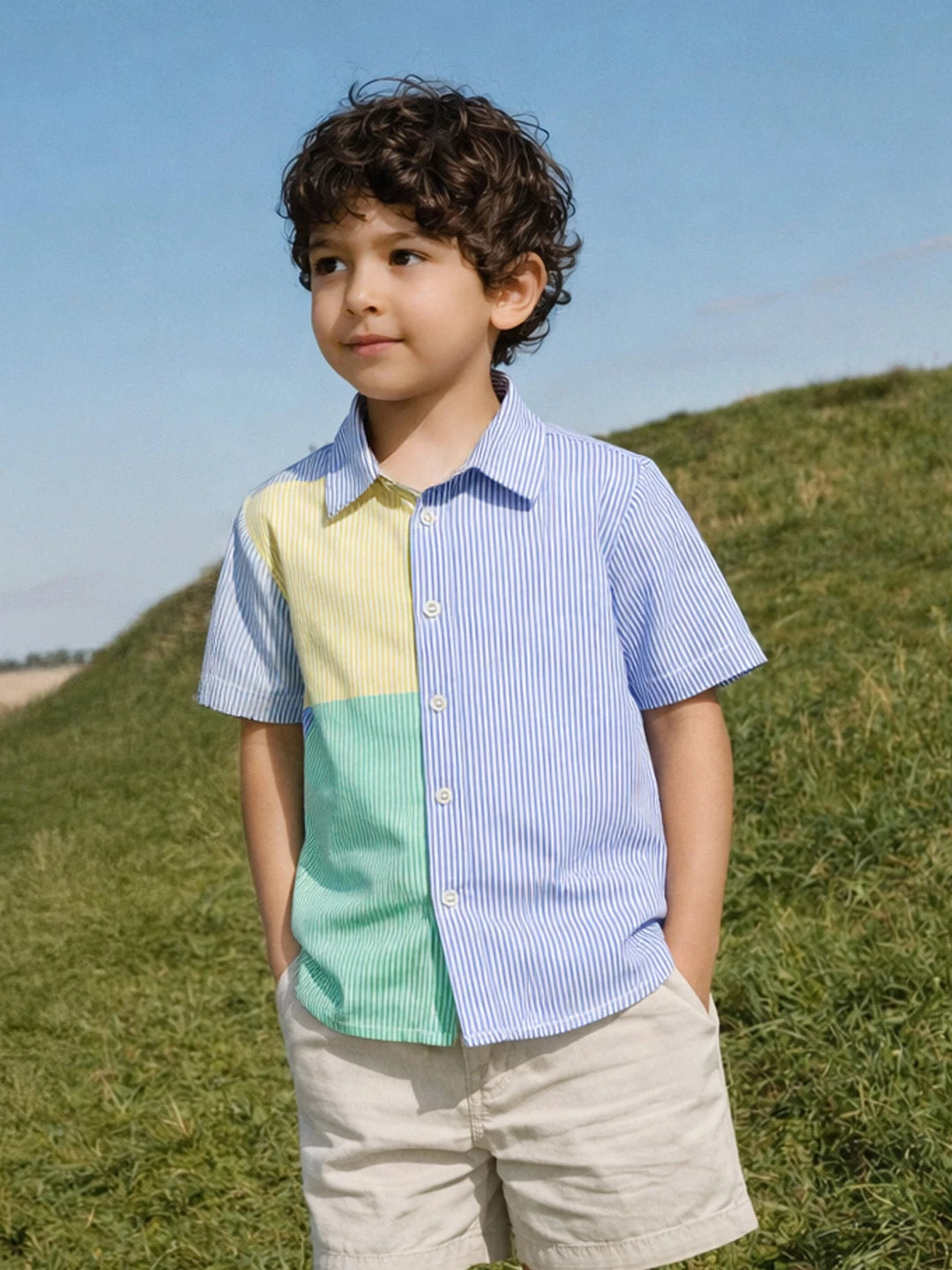 Colourblock Striped Short Sleeve Shirt