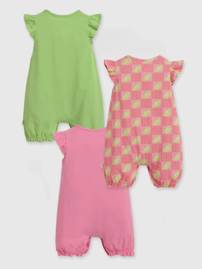 Very Zesty Printed Cotton Romper- Pack of 3