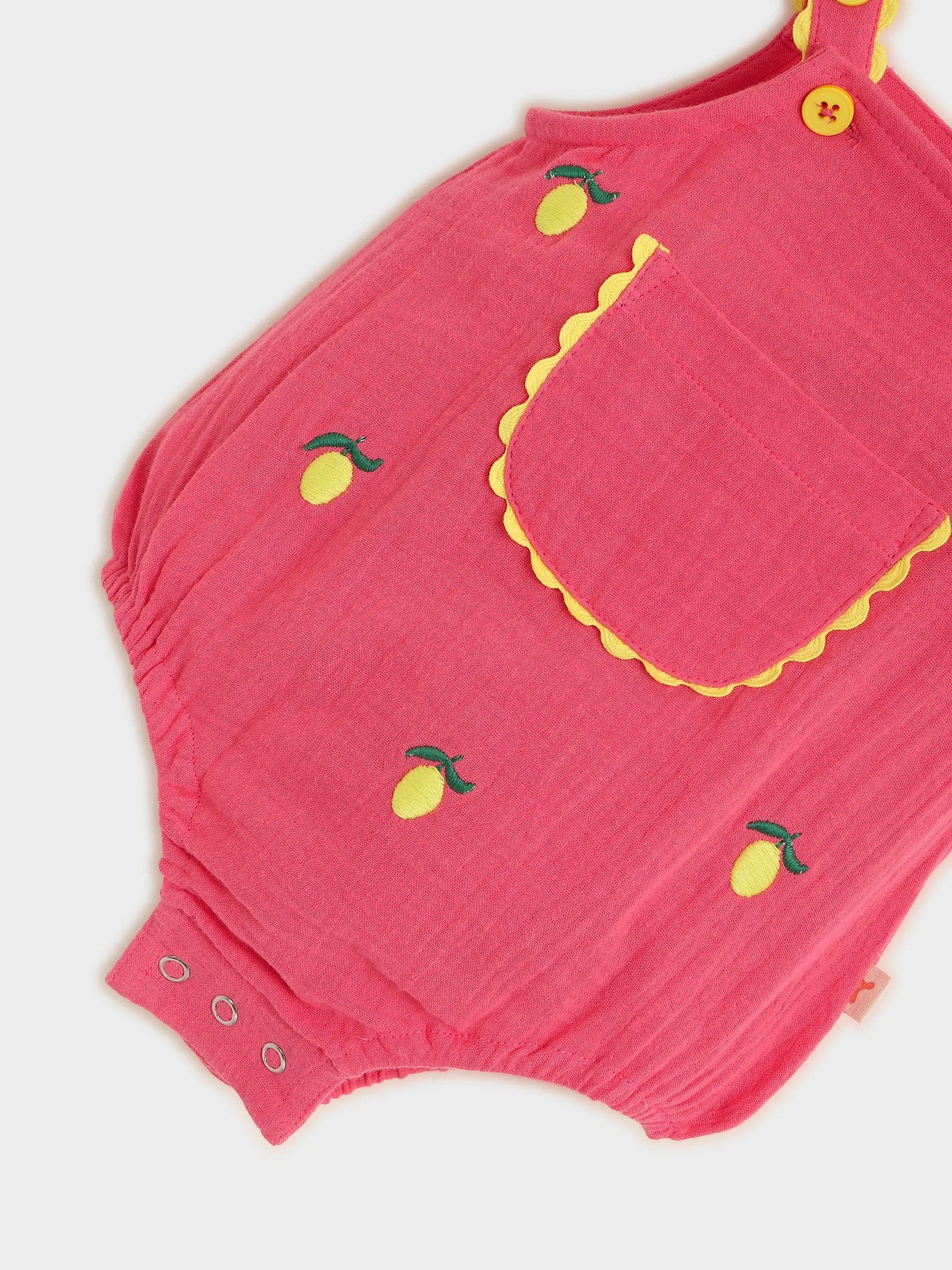 Coral Pocket Detail Baby Bodysuit