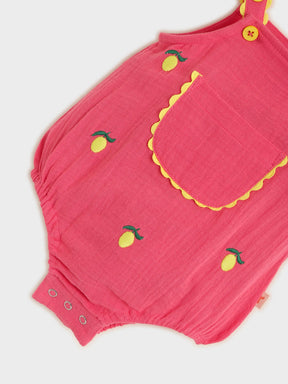 Coral Pocket Detail Baby Bodysuit