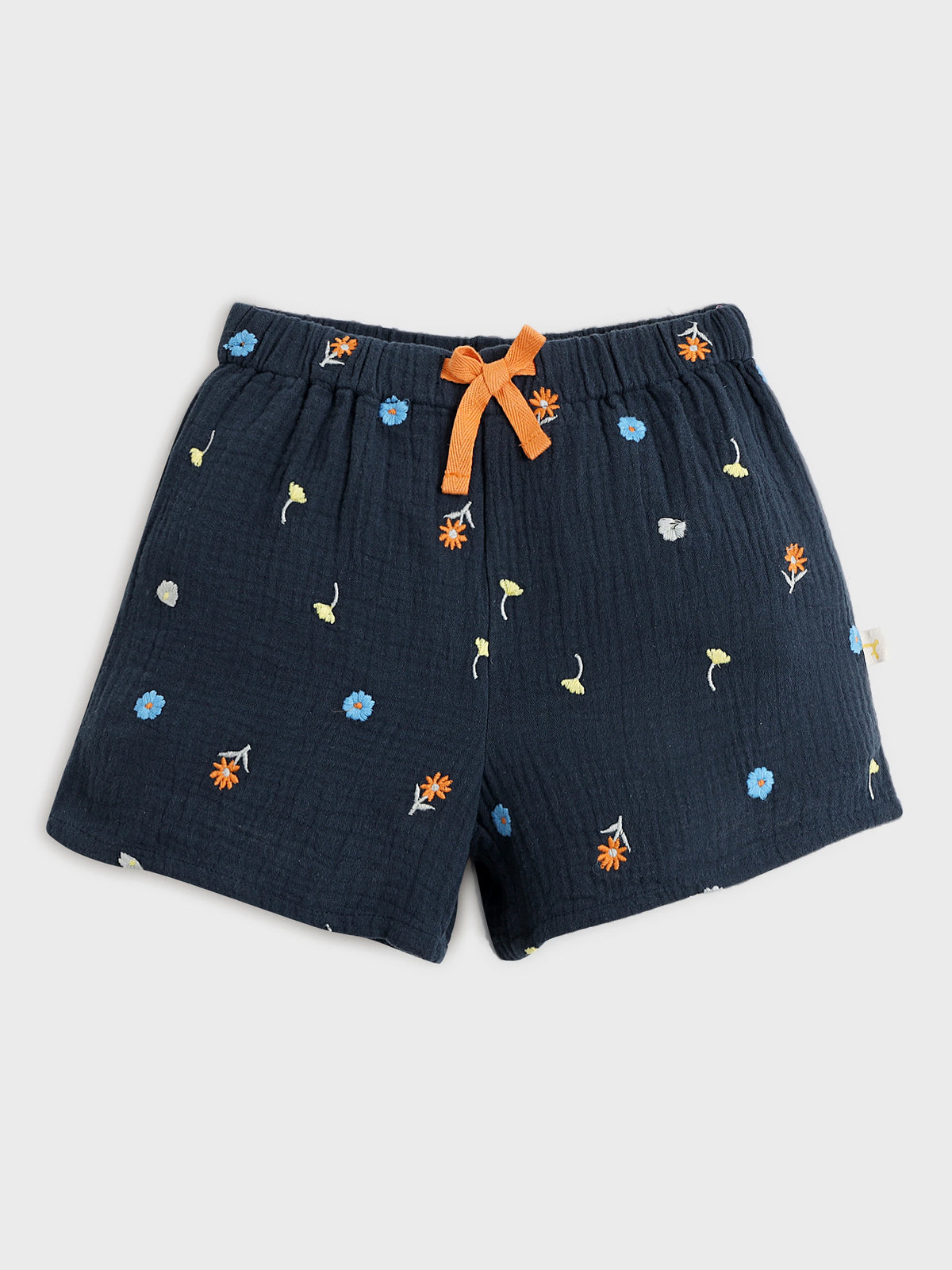 Blue Embroidered Top and Shorts Set