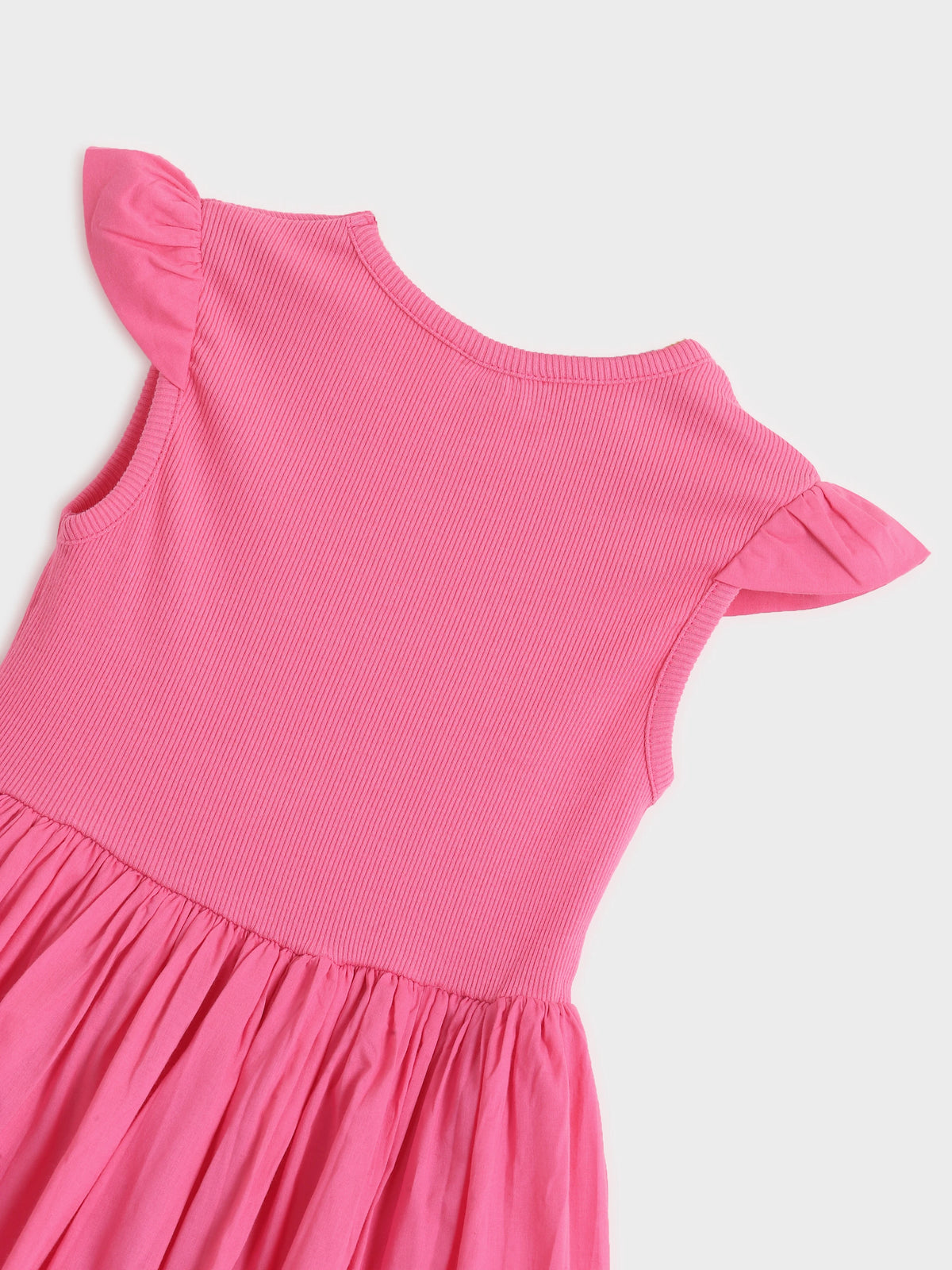 Rose Pink Flutter Sleeve Dress