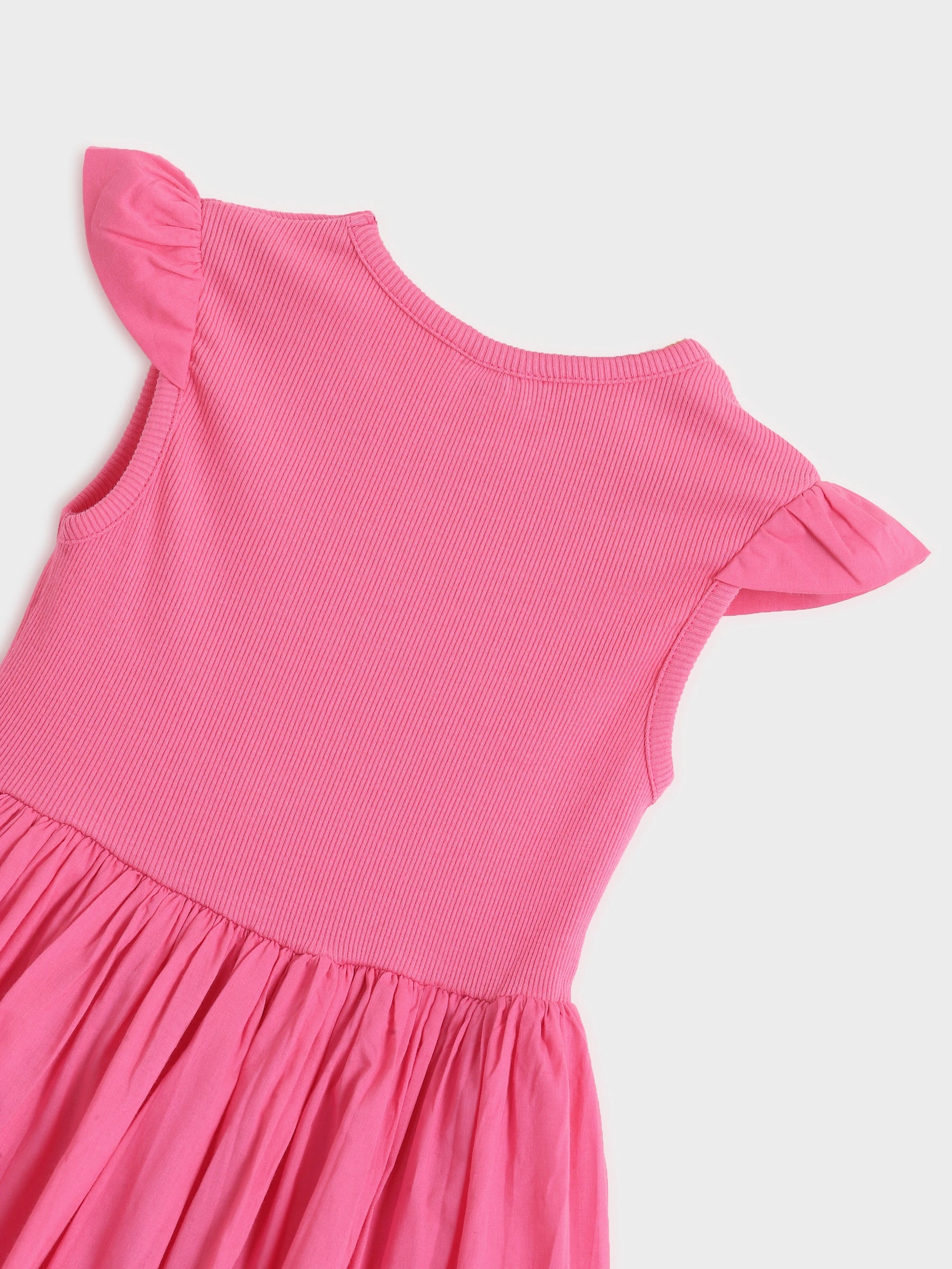 Rose Pink Flutter Sleeve Dress