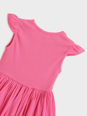 Rose Pink Flutter Sleeve Dress