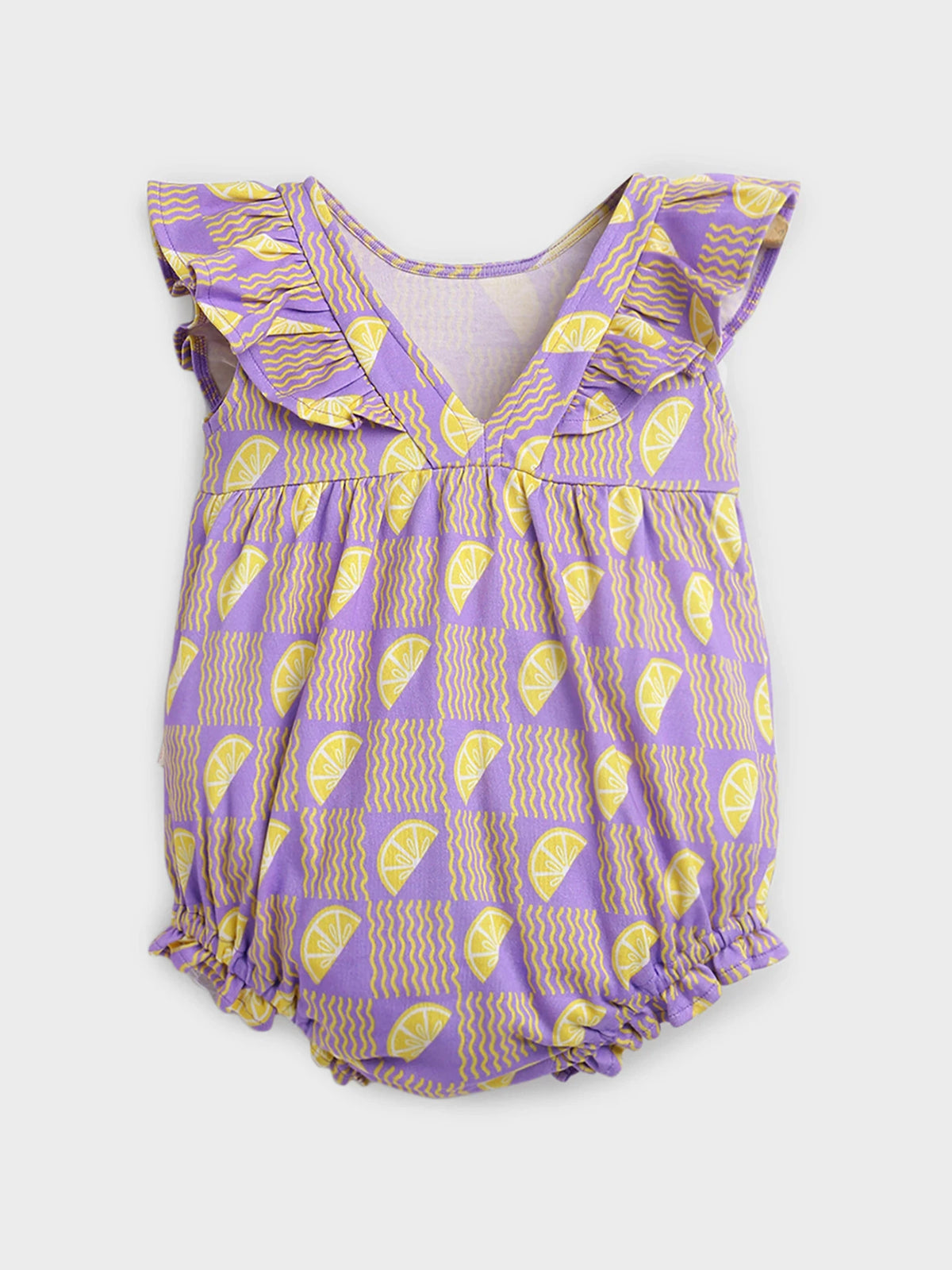 Lavender Lemon Print Ruffle Bodysuit