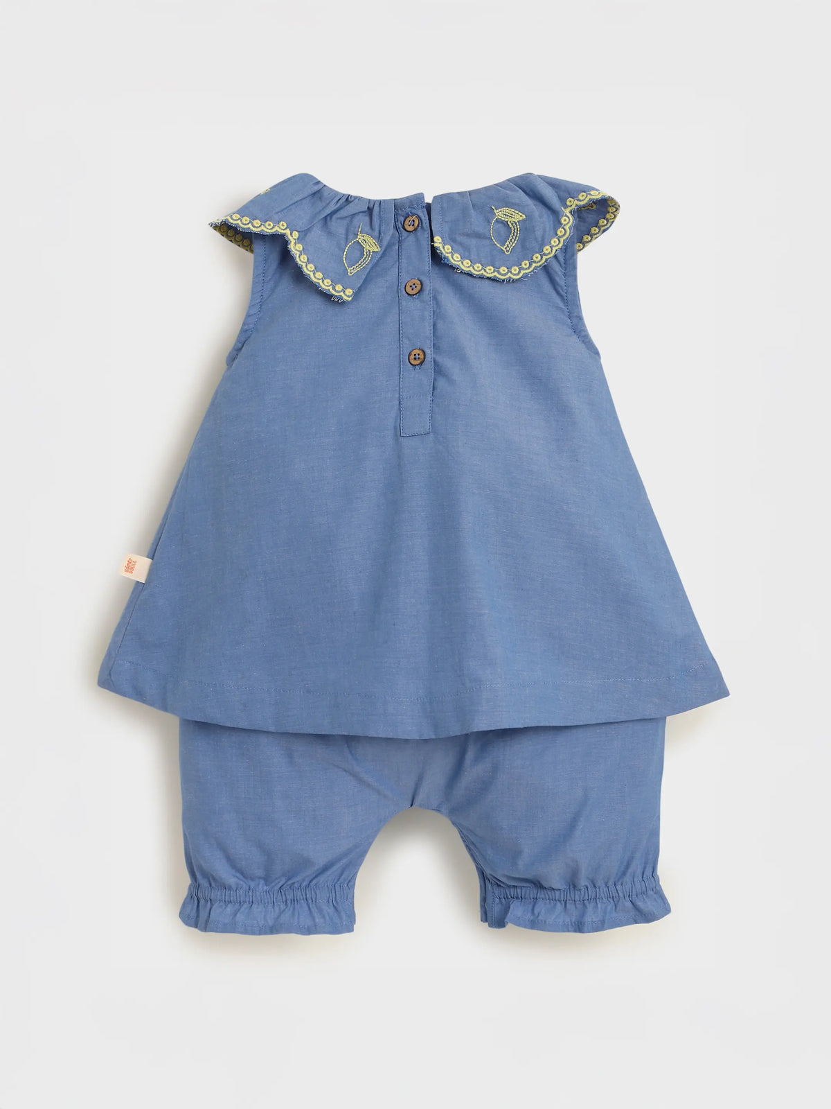 Blue Scallop Collar Baby Top & Bloomers Set
