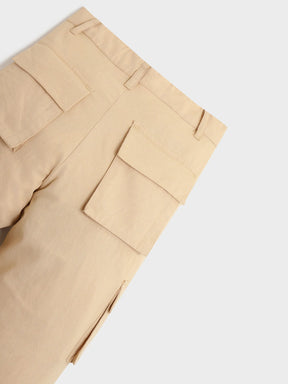 Beige Cotton Cargo Pants