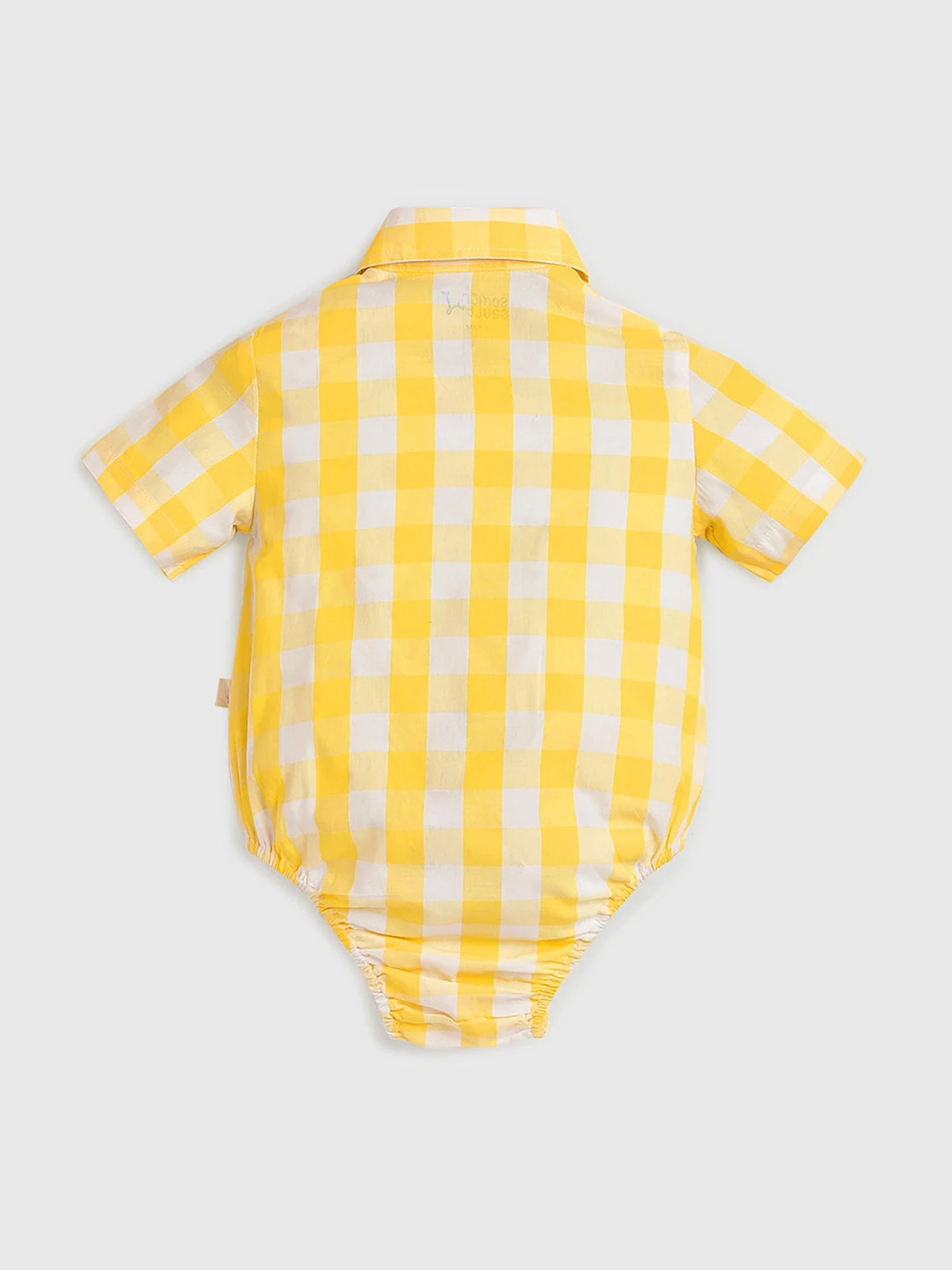 Yellow Gingham Shirt-Style Bodysuit