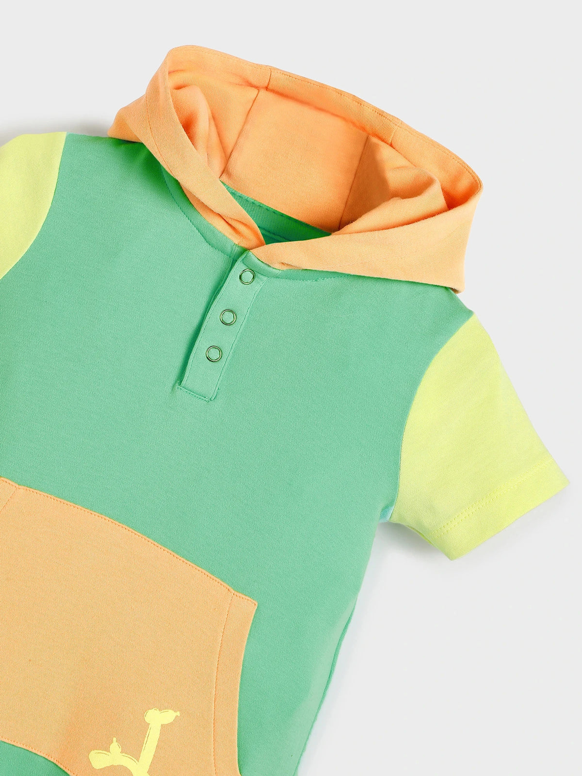 Colorblock Hooded Baby Boy Romper