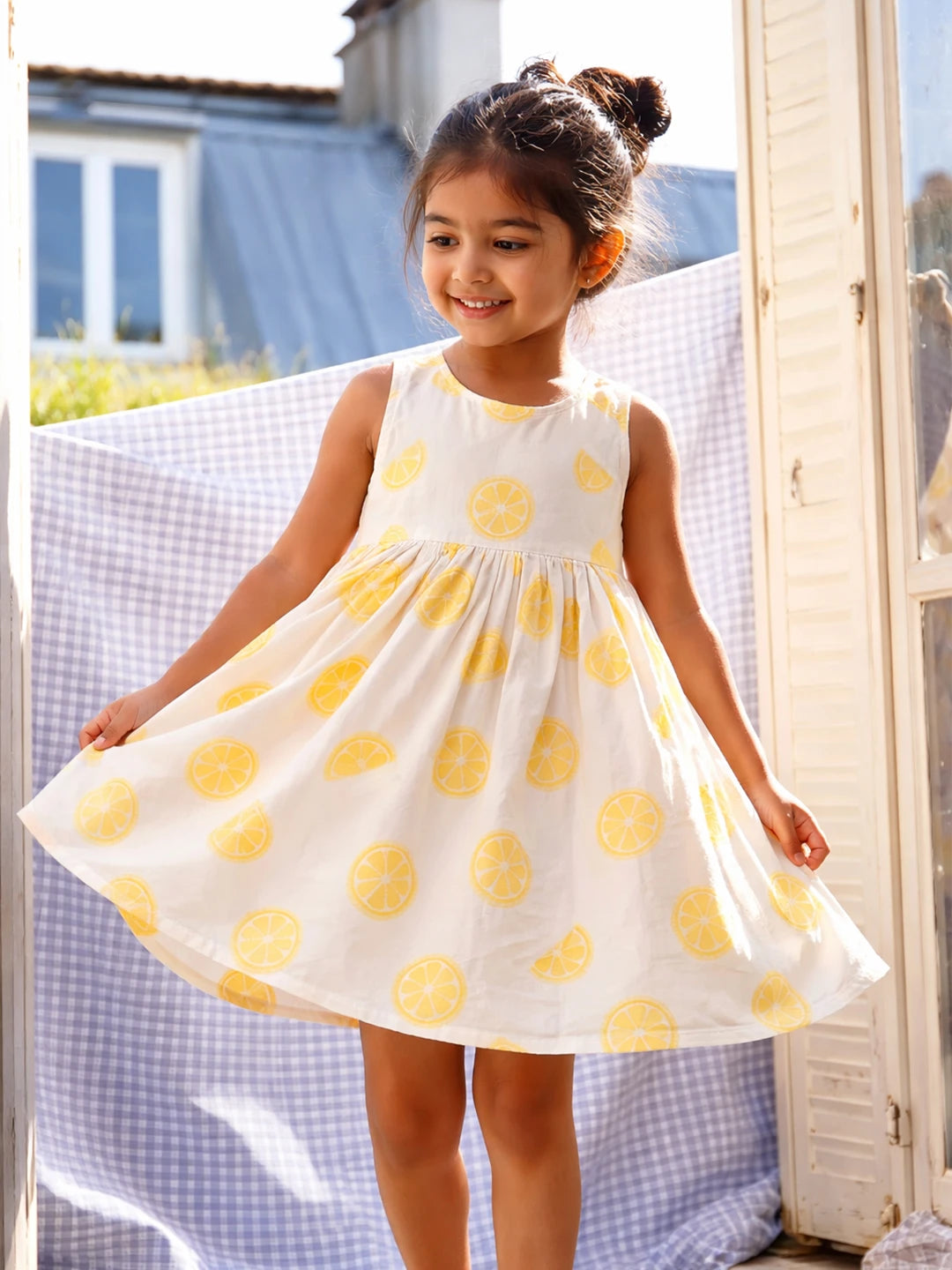Lemon Print Sleeveless Dress