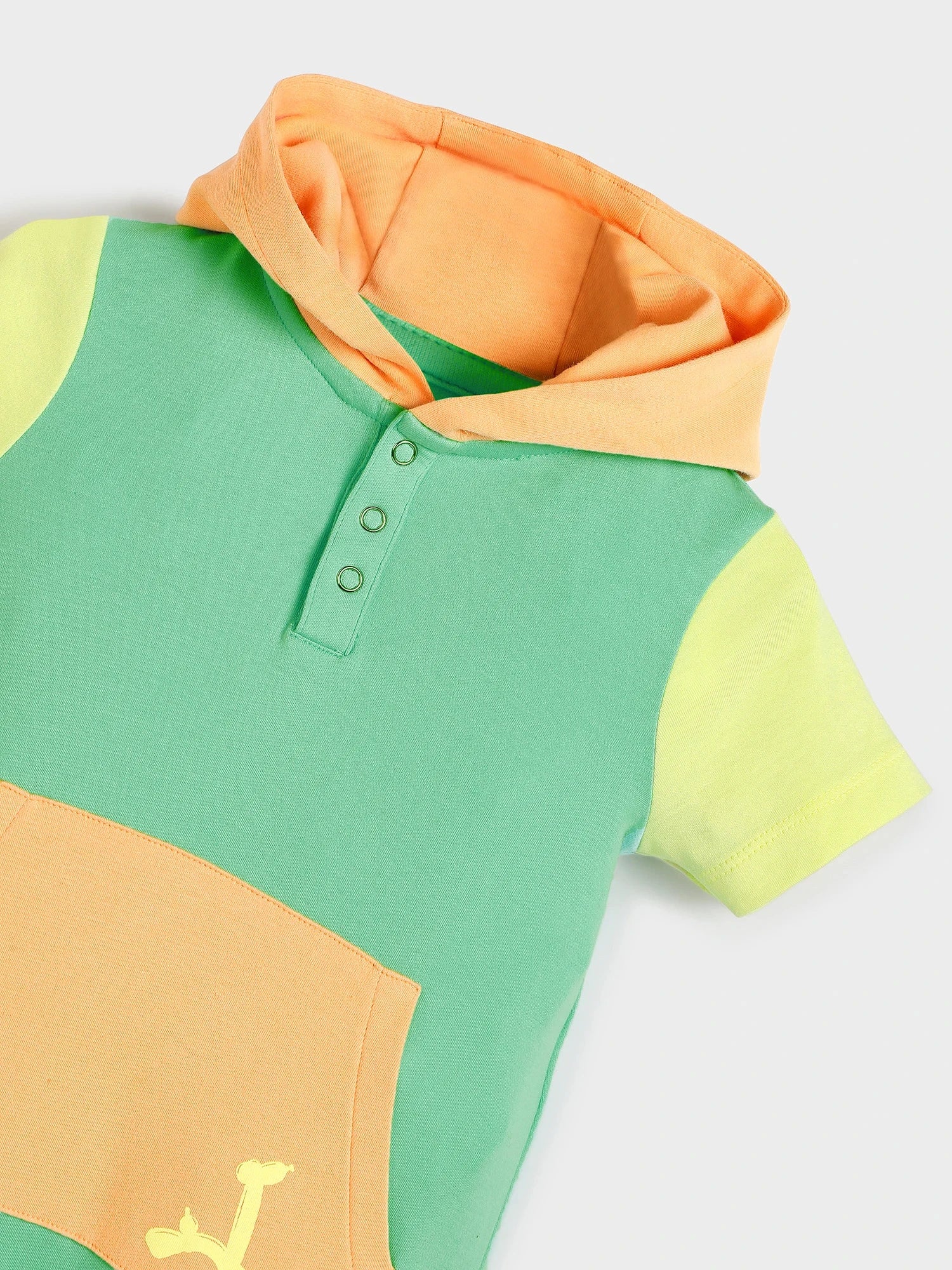 Colourblock Hooded Baby Romper