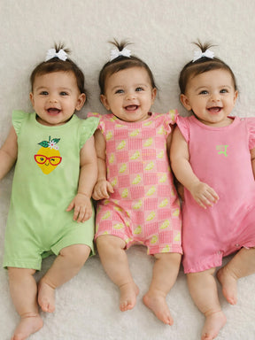 Very Zesty Printed Cotton Romper- Pack of 3