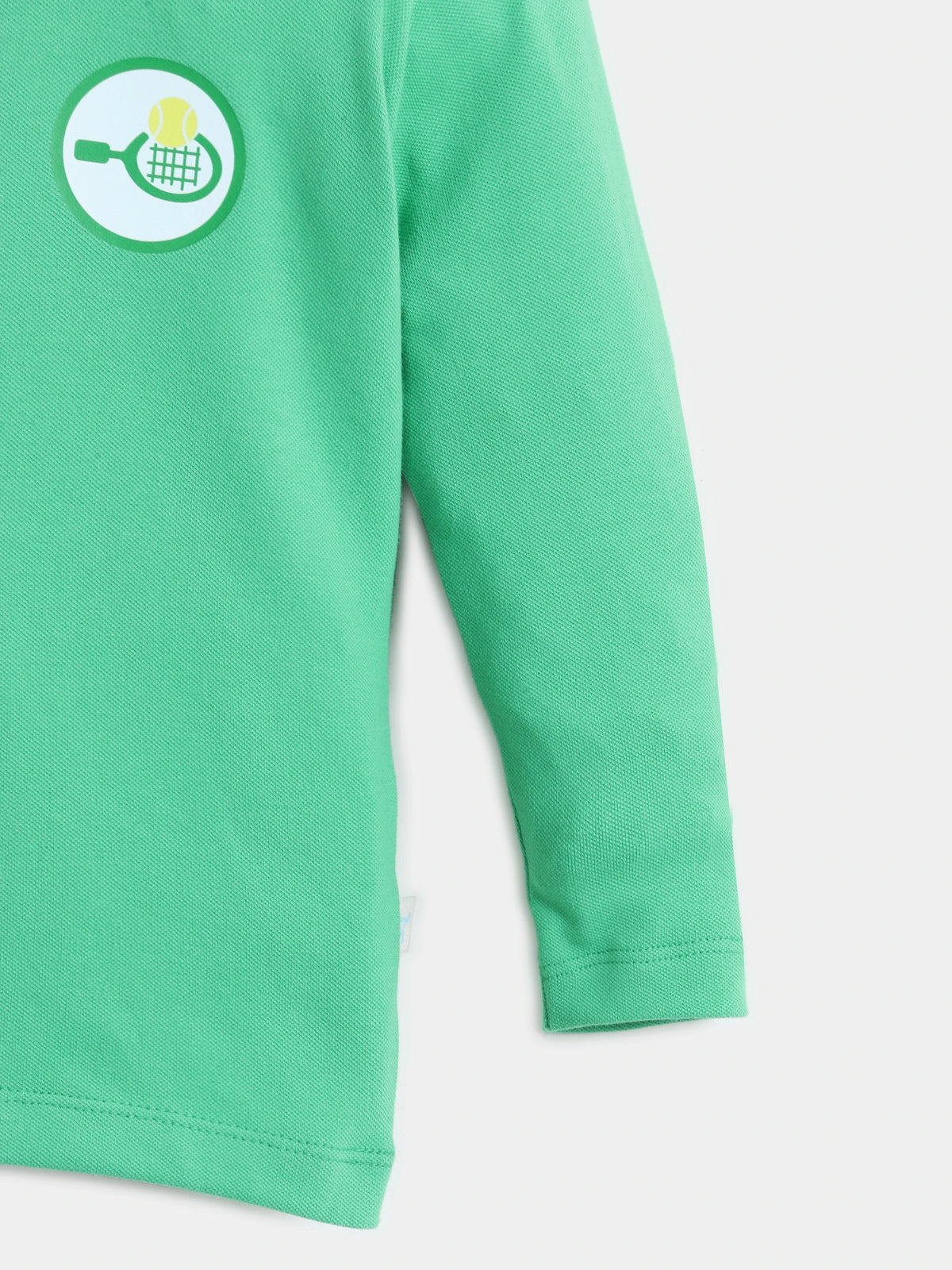 Green Long Sleeve T-Shirt with Chest Badge