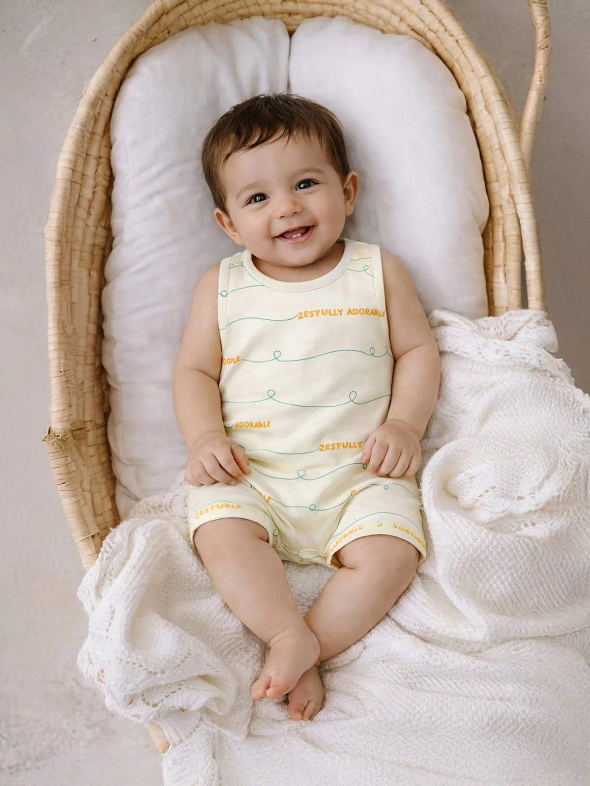 Gentle Waves Sleeveless Baby Girls Romper