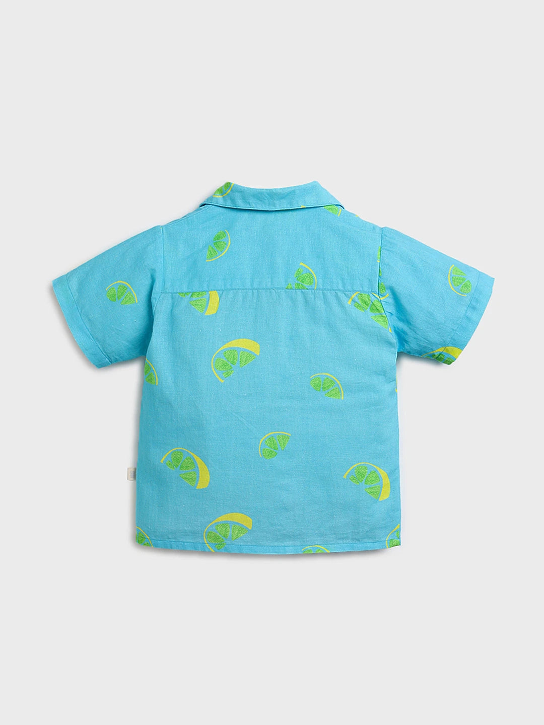 Blue Lemon Print Short Sleeve Shirt