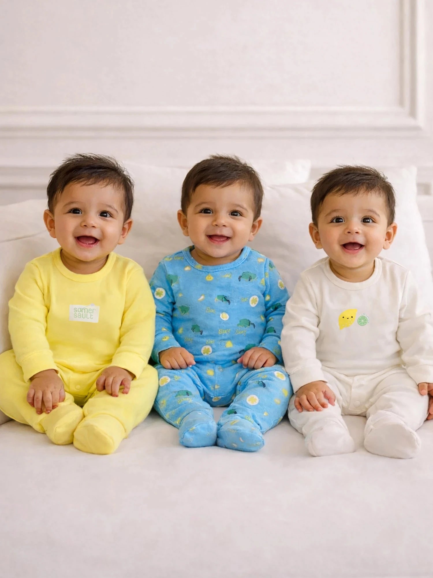 Squeeze Burp Repeat Printed Cotton Sleepsuit- Pack of 3