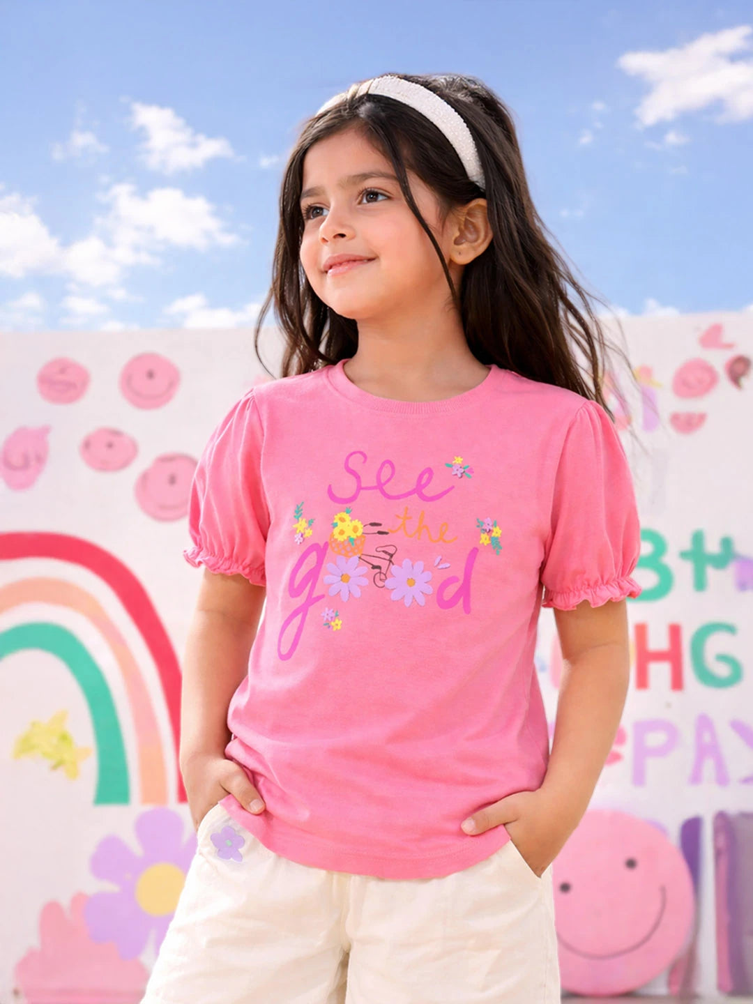 Puffed Sleeves Cotton Top