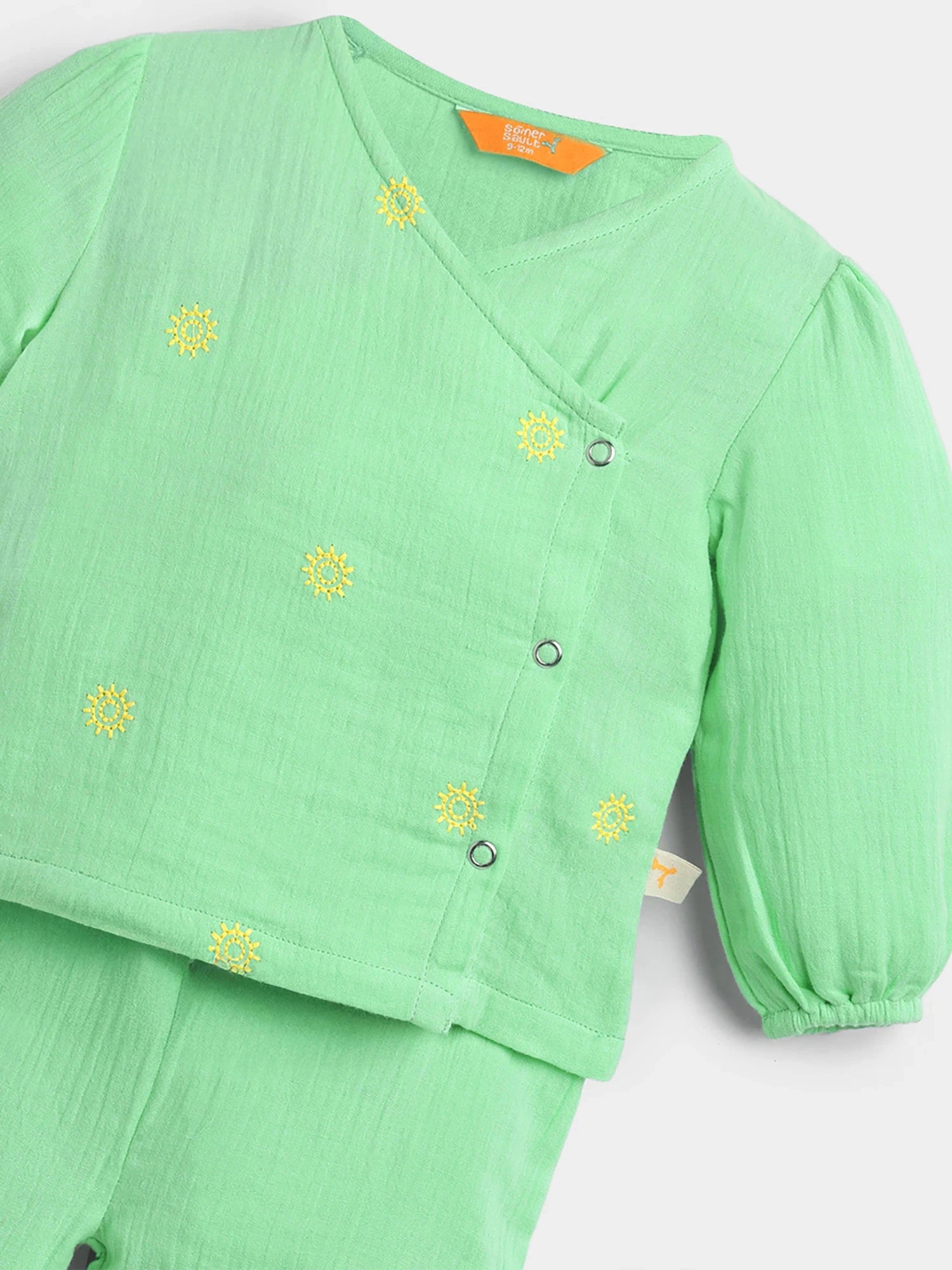 Fresh Mint Cotton Baby Boys Jhabla Set