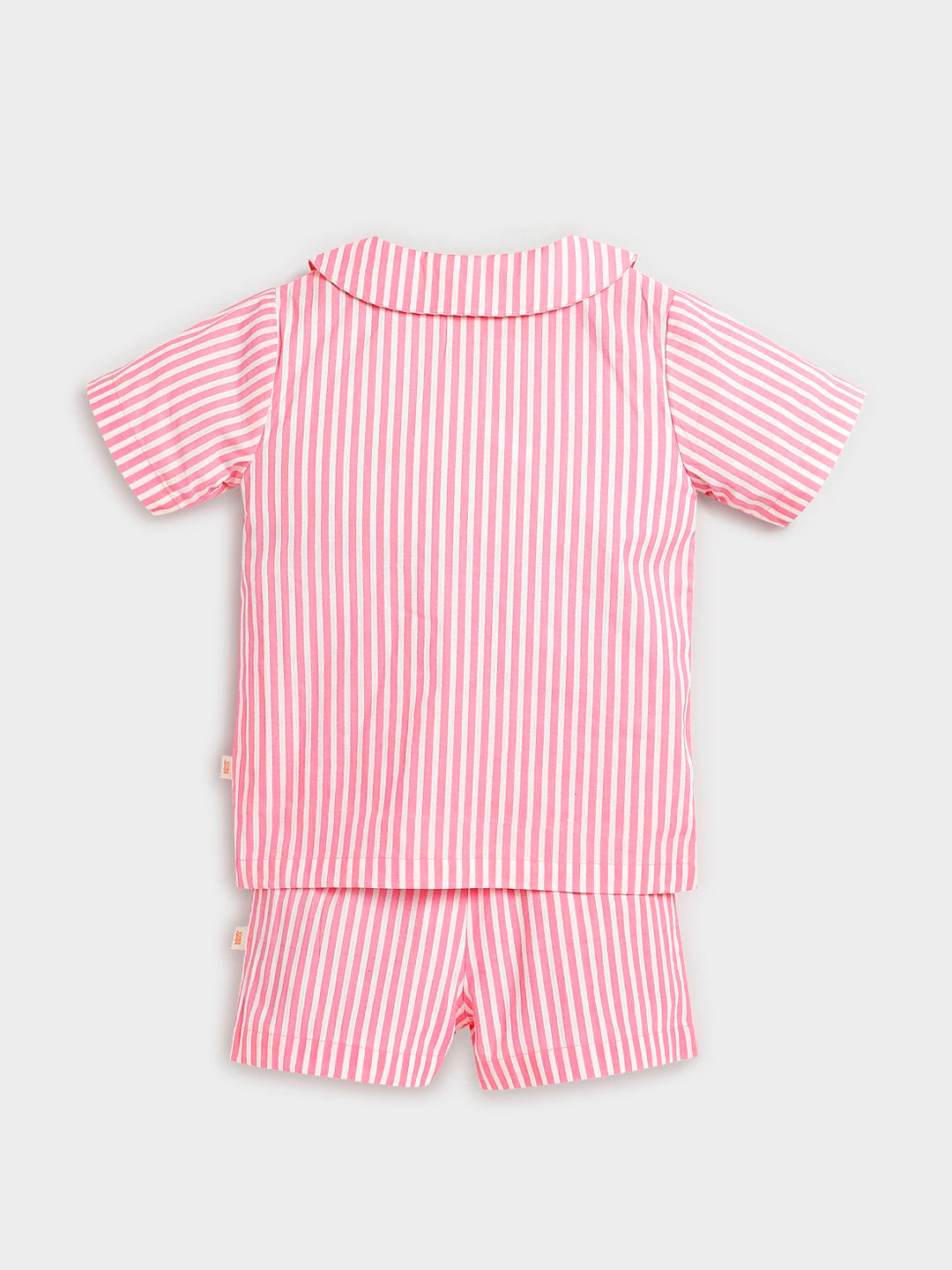 Pink Stripe Heart Print Shirt & Shorts Set