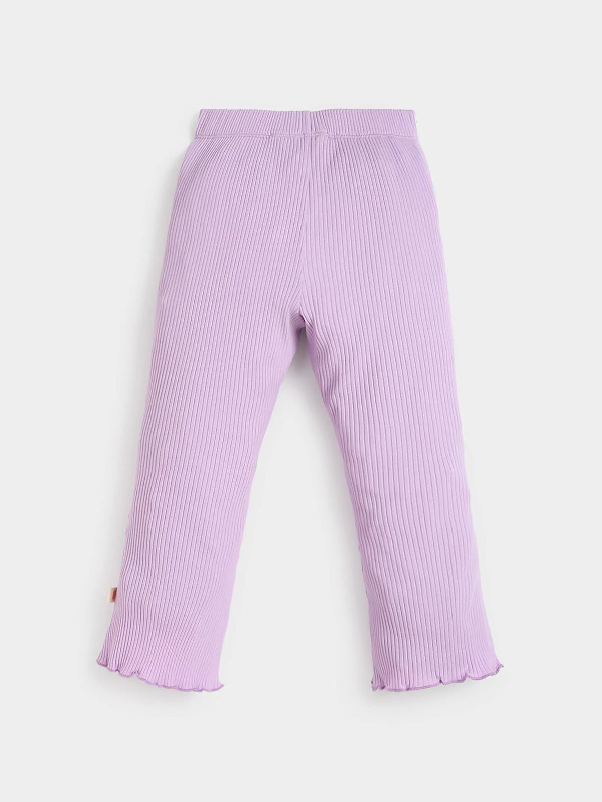 Purple Ribbed Flared Cotton Leggings